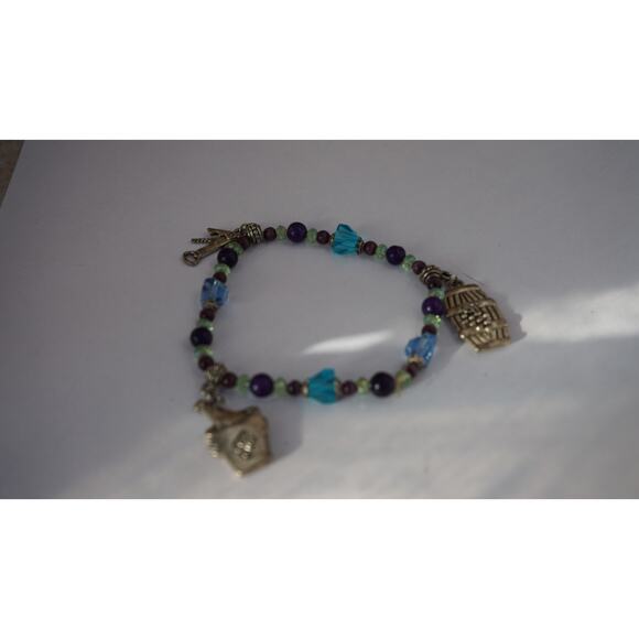 Vintage beaded charm bracelet wine theme Y2K boho eclectic style - Picture 7 of 10